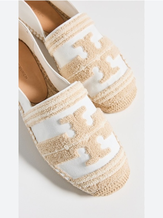 Tory Burch Shoes - Tory Burch Double T espadrilles Natural Light Alabaster Jacquard Sz 5 NEW